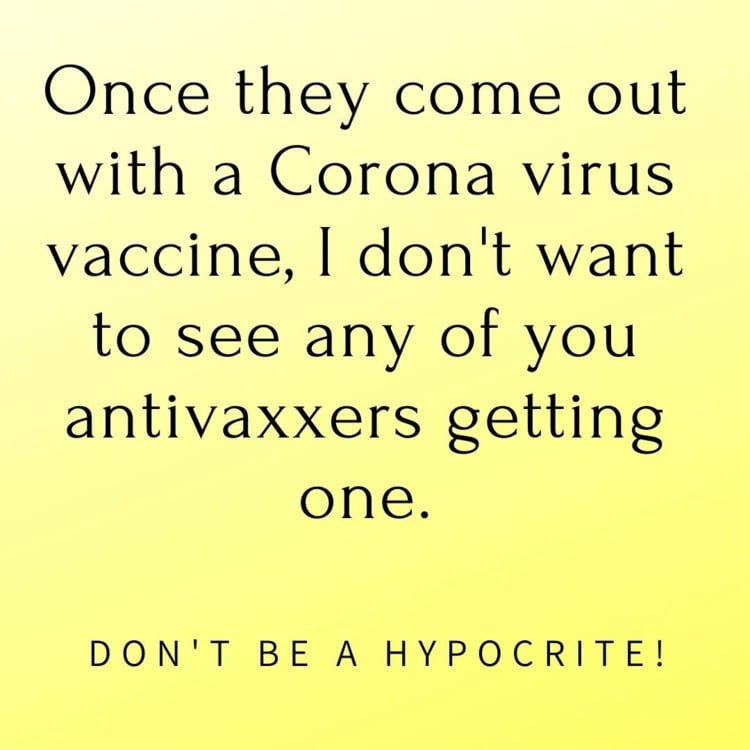 Spruch über Impfgegner - Antivaxxer sollen nachher nicht den Corona-Impfstoff verlangen
