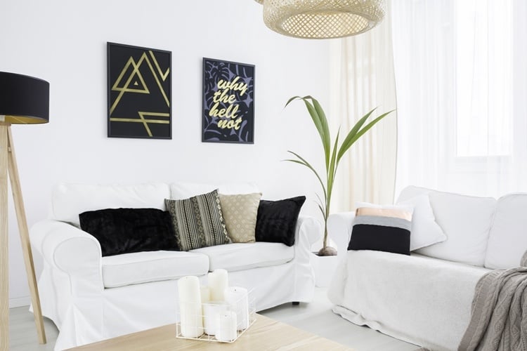Wohnzimmer in Art Deco Stil 2020 in Gold, Weiss und Schwarz