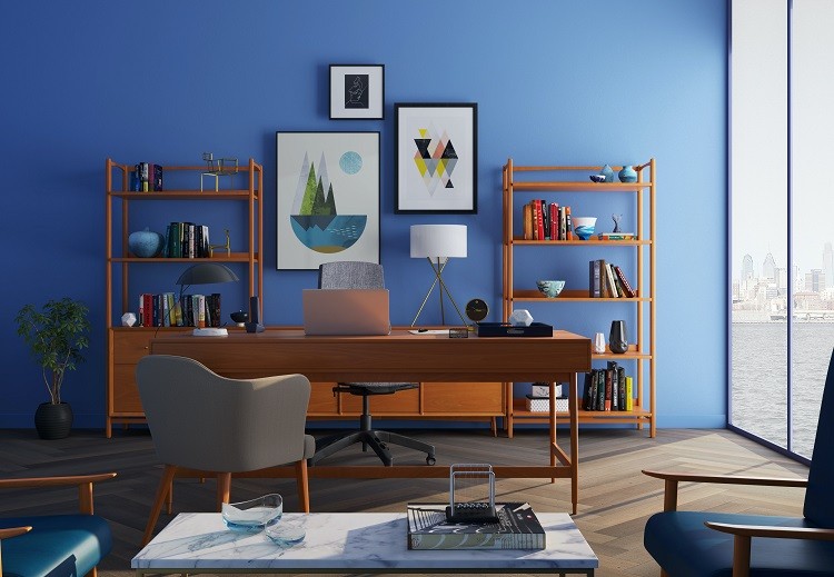 Arbeitszimmer einrichten Gestaltungstipps Homeoffice Wandfarbe Wirkung