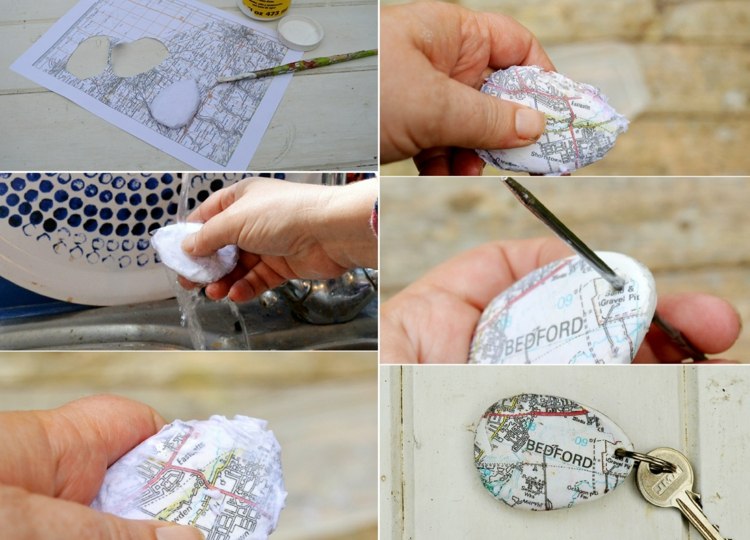 DIY Anleitung mit Mod Podge für selbsgemachte Schlüsselanhänger und Gartendekorationen