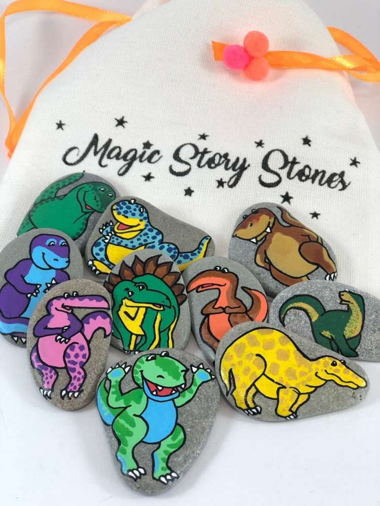 Dinosaurier auf Steine malen für alle Dino-Fans