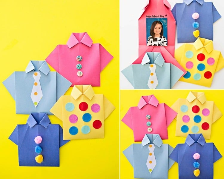 Hemd aus Papier zum Vatertag basteln - Origami Idee für Kinder