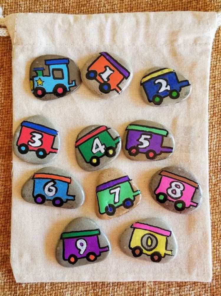 Idee für Spiele aus der Montessori Pädagogik - Wagons mit Zahlen zum Zählen lernen