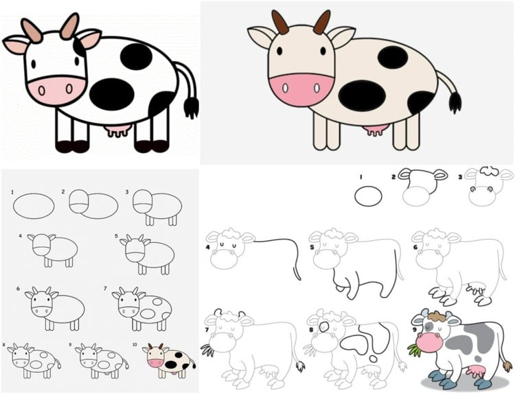 Kuh für ein Bild mit Bauernhof Thema zeichnen