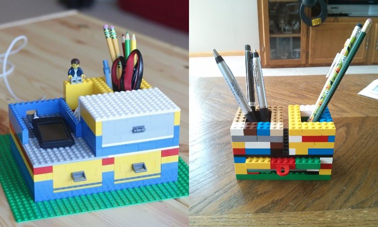 Lego Stiftehalter aus altem Spielzeug basteln Ideen für Upcycling