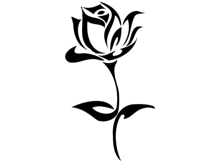 Motiv auf Stein übertragen mit Vorlage - Schöne Rose in Schwarz für Kieselsteine
