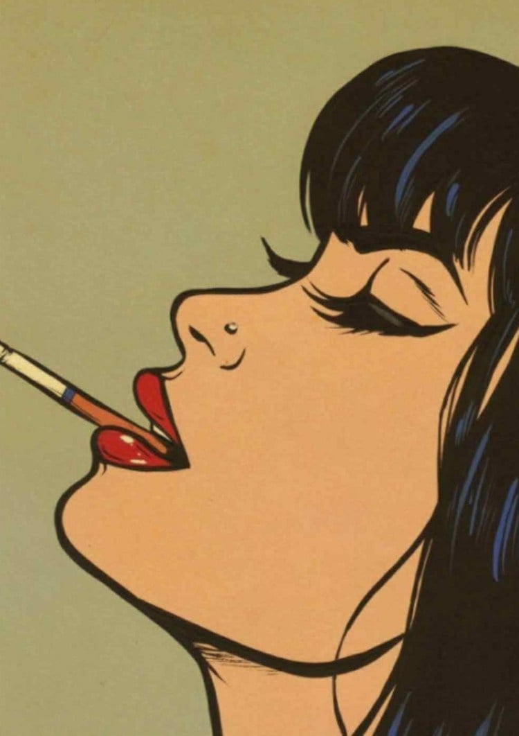 Retro Bild für Steine - Frau mit Zigarette