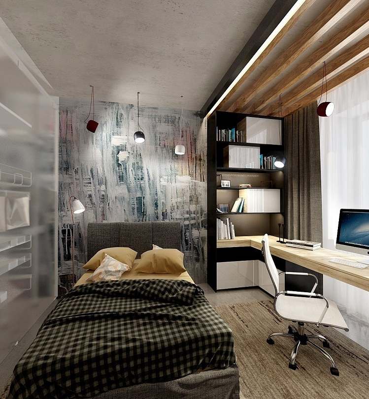 Schlafzimmer Ideen mit Schreibtisch Einrichtungstrends kleine Wohnung einrichten