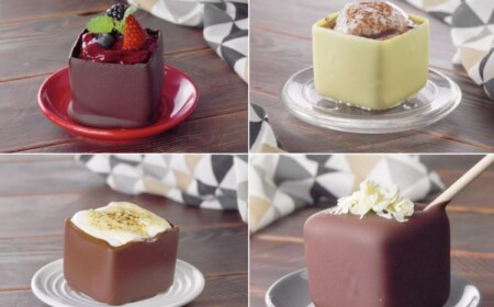 Schokowürfel Rezept - Anleitung für Schokoschalen, gefüllt mit Cremes