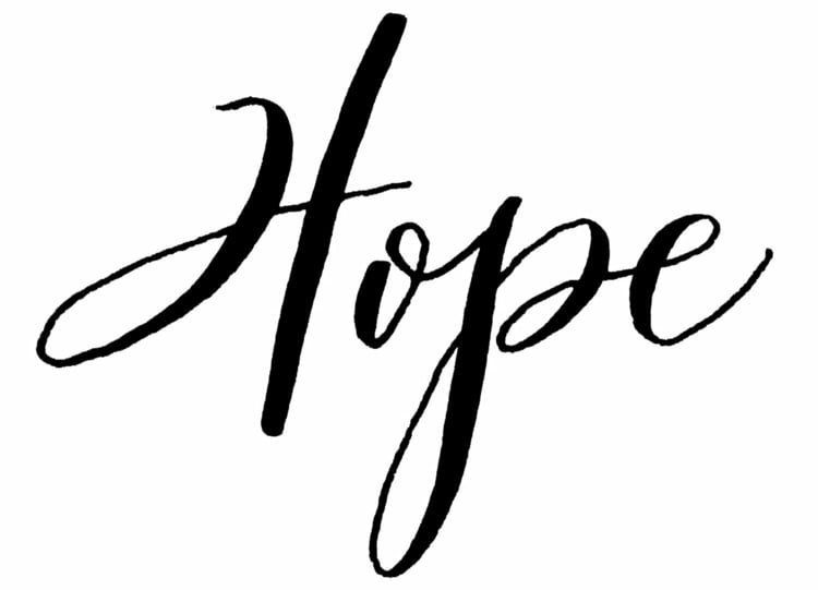 Schriftzug Hope als Motiv auf Stein übertragen - Hoffnung zum Verschenken