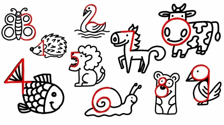 Tiere malen aus Zahlen - Ideen für Fische, Schnecken, Schmetterlinge, Schwan und mehr