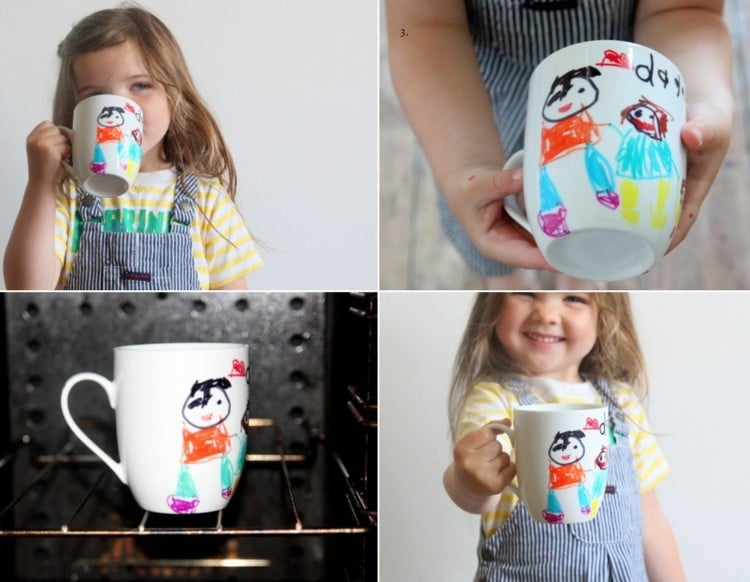 Vatertagsgeschenk DIY mit selbstbemalter Tasse von den Kindern