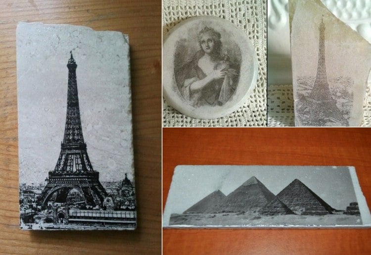 Vintage Steinplatten mit Schwarz-Weiß-Fotos selber machen