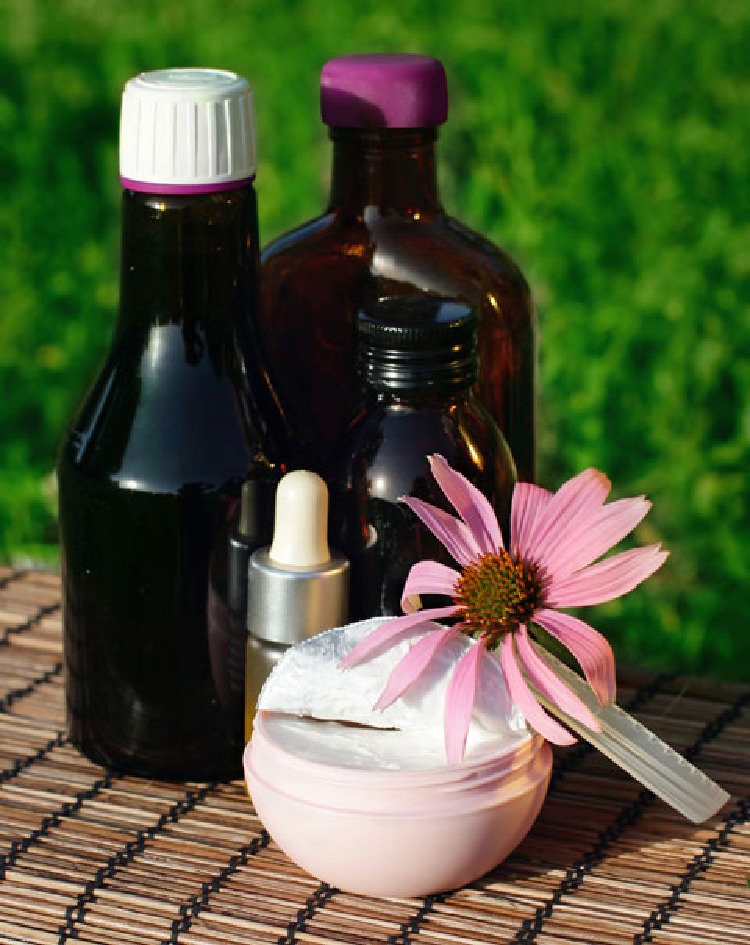 natürlich hautpflege ölen und creme aus echinacea pflanze extrakt gegen falten