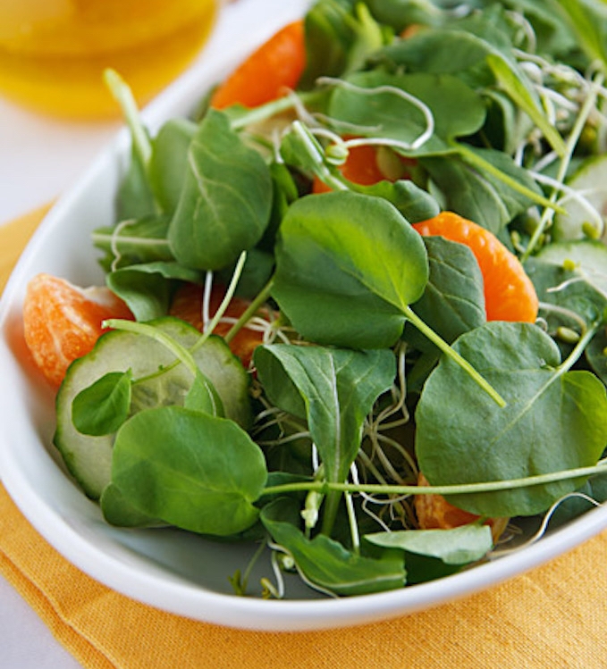 proteinreiches gemüse brunnenkresse salat