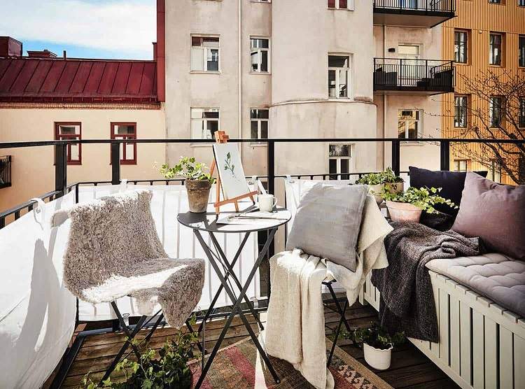 skandinavischer Balkon gestalten Einrichtungstrends 2020 Balkonmöbel Ideen