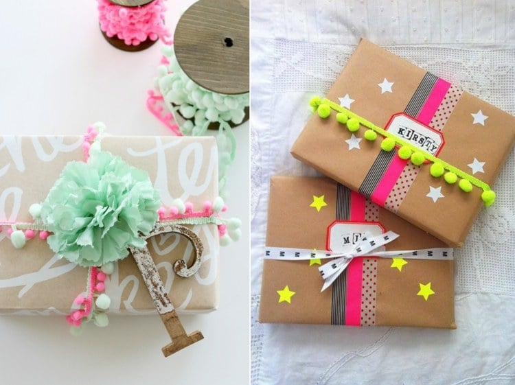 Basteln mit Bommeln und Bommelbändern für hübsche Geschenkverpackungen