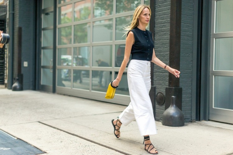 Cullotes kombinieren Sommer Jeans Outfit für das Büro Damen