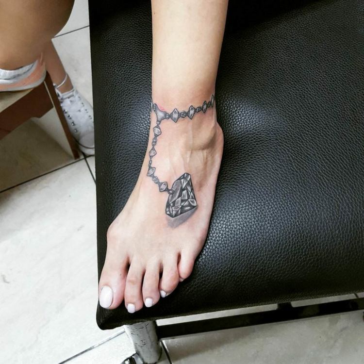Diamant Tattoo Knöchel Fuß-Tattoos für Frauen klein