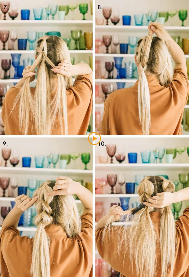 Flechtfrisuren für lange Haare Pull-Through Braid Anleitung