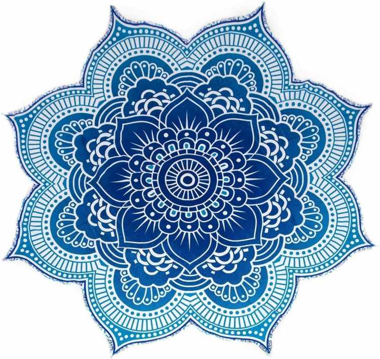 Bügelbilder selbst gestalten - Florales Mandala zum Aufbügeln aus blauen Nuancen