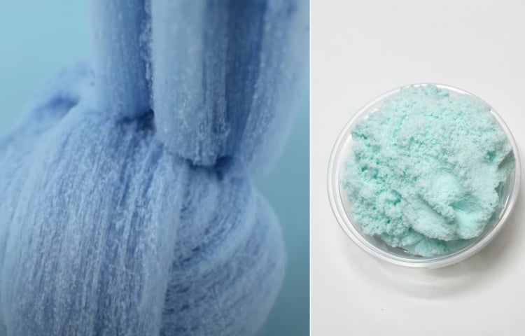 Fluffy Slime selber machen mit Kunstschnee für eine Wolken-Textur in beliebiger Farbe