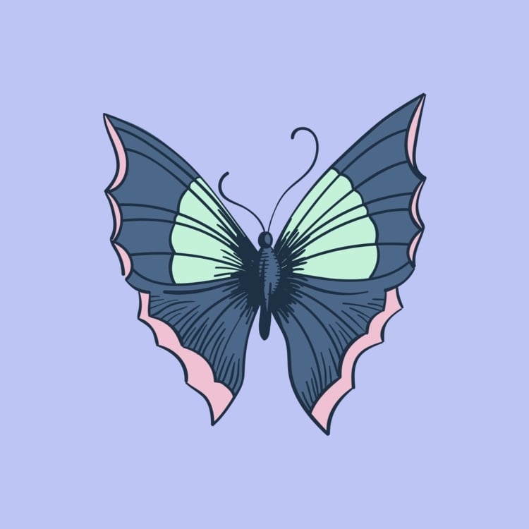 Hübscher Schmetterling für Mädchen und Frauen zum Ausdrucken