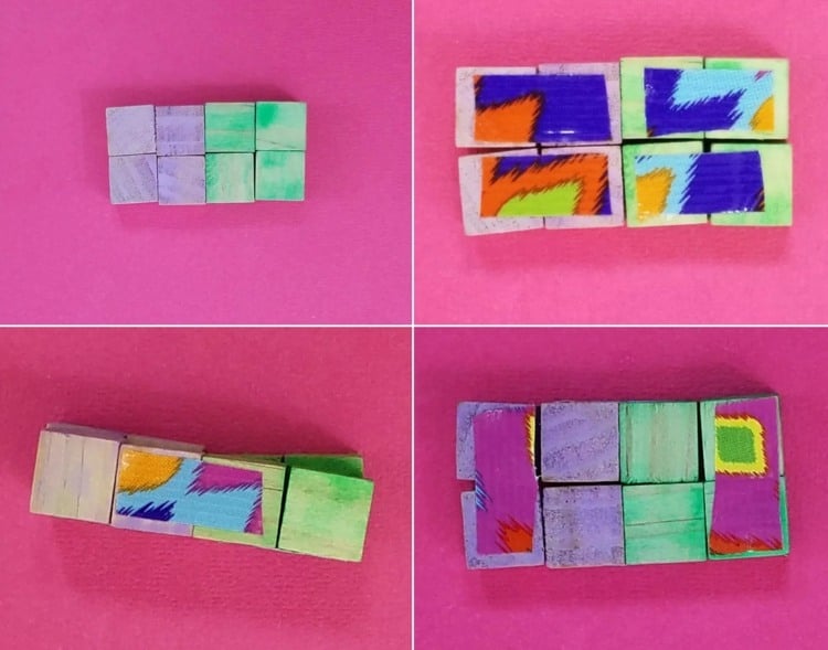 Infinity Cube selber machen mit Holzwürfeln und Klebeband
