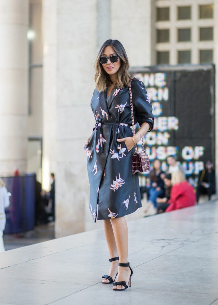Kleid mit Blumenmuster Wickelkleider kombinieren Business Outfit Damen Sommer