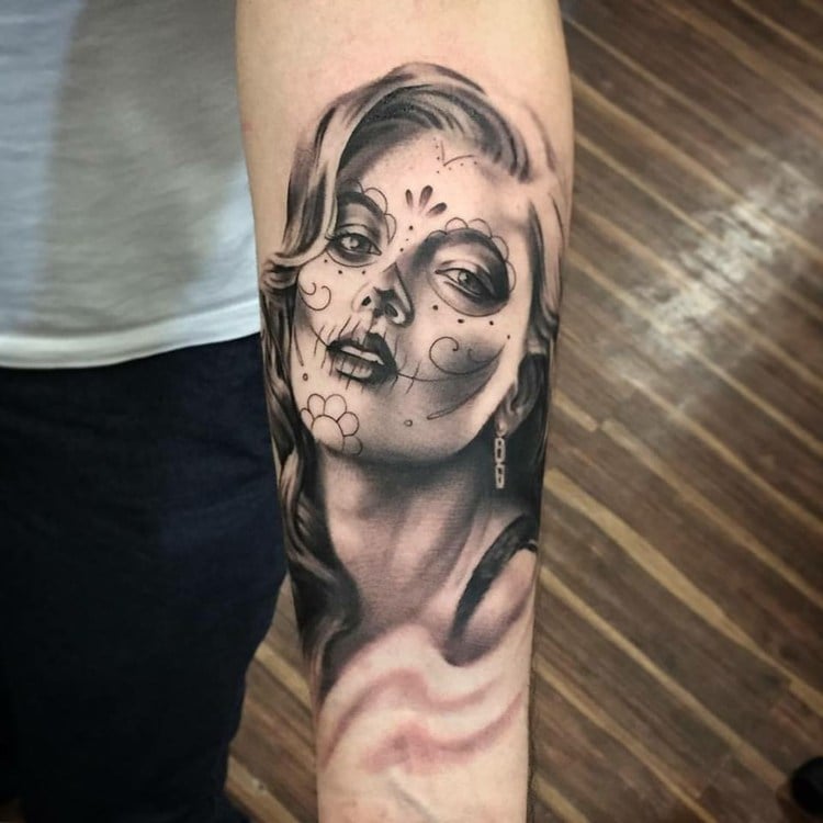 La Catrina Tattoo Design Unterarm Tätowierung Frauen Tag der Toten Tattoodesign