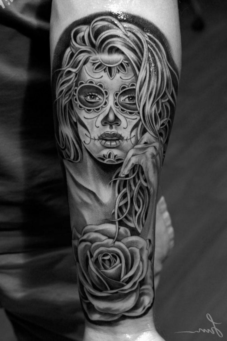 Rosen Tattoo Bedeutung mexikanische laa Catrina Tätowierung Bedeutung