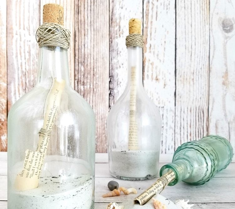 Sommer Deko Ideen in Flaschen im Vintage Look selber machen