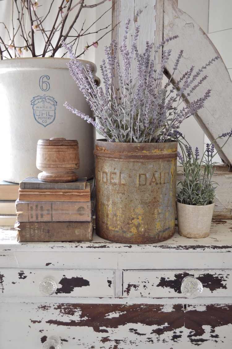 Sommerdeko mit Lavendel selber machen Ideen im vintage Stil