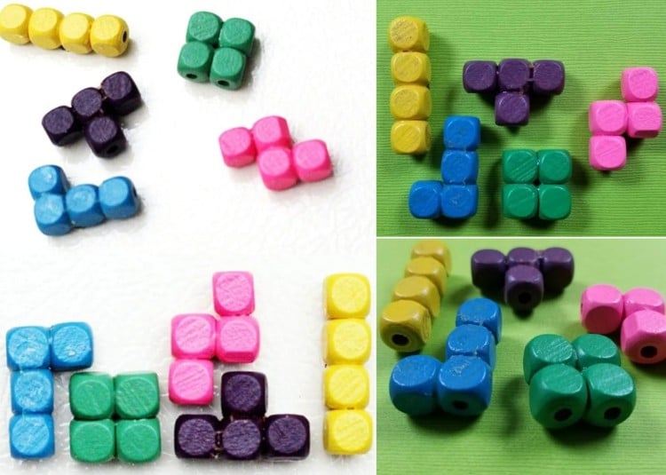 Tetris-Magnete beim Kindergeburtstag basteln - Einfache Bastelanleitung für kleine Kinder