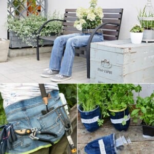 Upcycling von Jeans für den Garten - Ideen für Blumen und Gartenwerkzeug