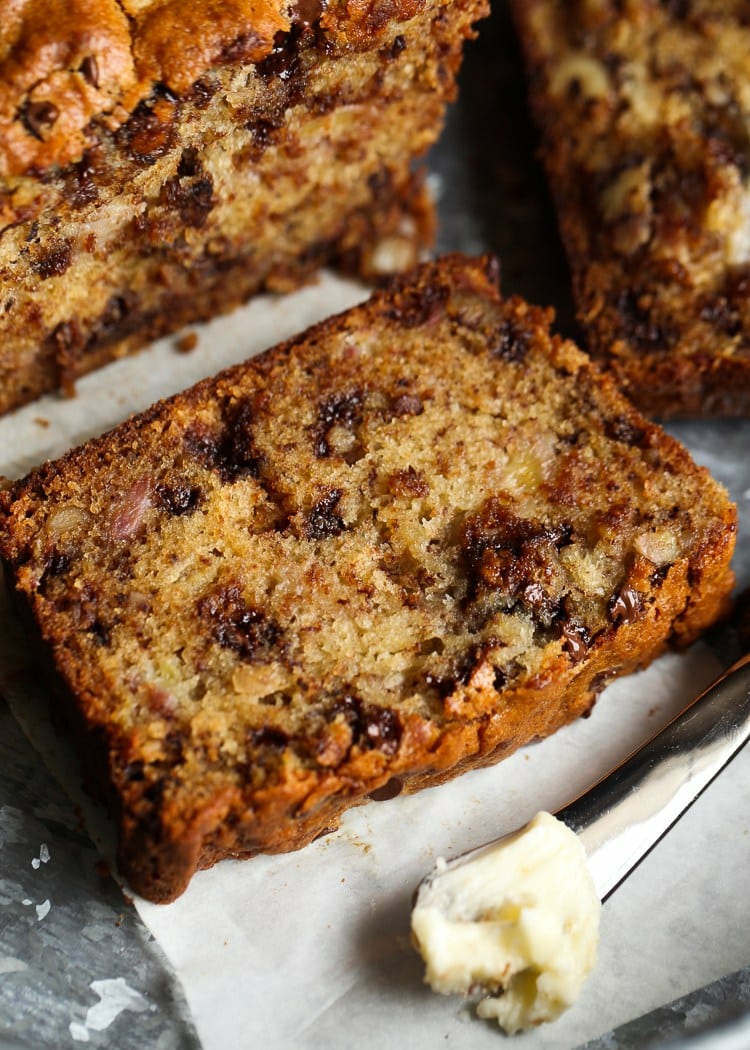 gesundes Bananenbrot mit Schokostücken selber backen Cookie Dough Brot Rezept