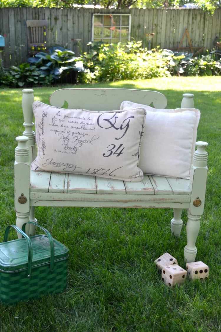 ideas for garden bench upcycling with matching comfortable cushions for more comfort and relaxation