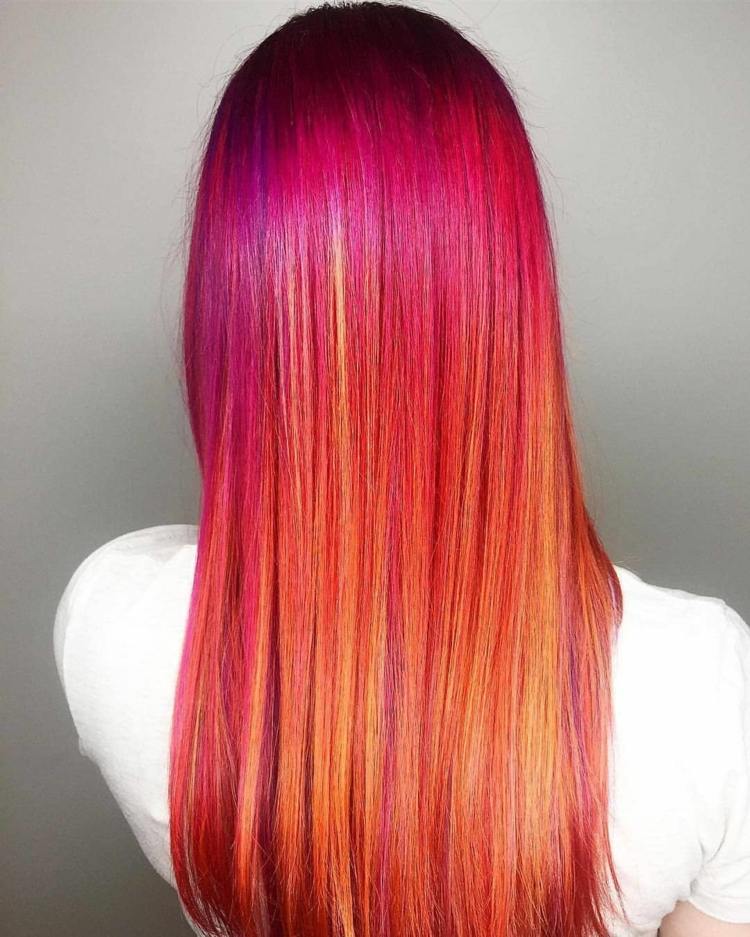 rote Haare im Ombre Look Frisurentrends Damen Tequila Sunrise Haarfarbe