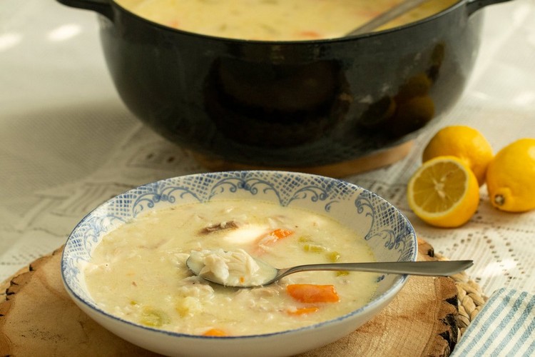 Avgolimono soup with fish soup recipe from the Greek cuisine
