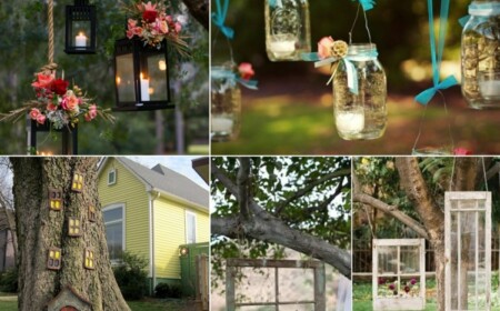 Baum dekorieren im Garten - Windlichter, Fenster und Laternen zum Aufhängen