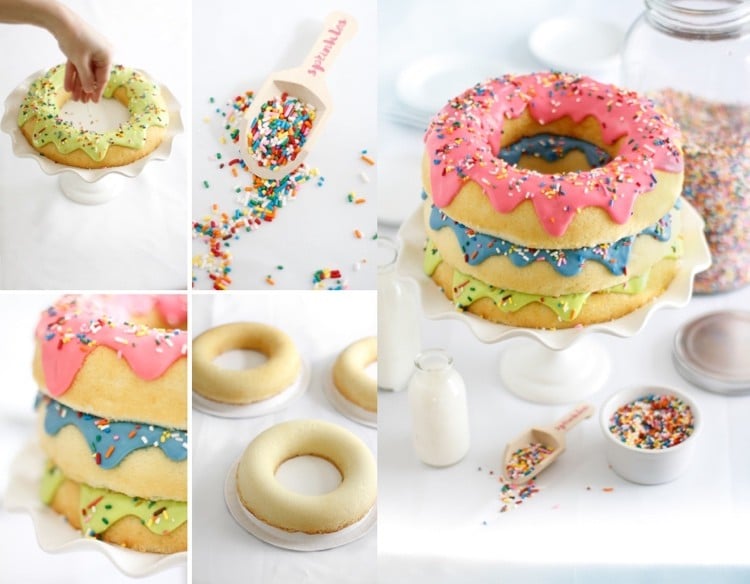 Donut Torte zubereiten Anleitung in Fotos für Kuchen