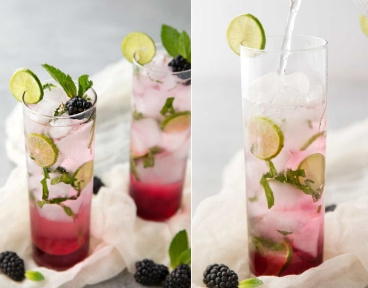 Fruchtige Sommergetränke selber machen - Brombeer-Mojito mit weißem Rum