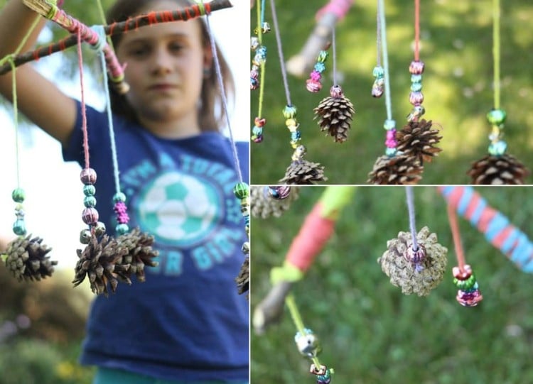 Idee für ein buntes Mobile mit Perlen - Bastelidee für Kinder