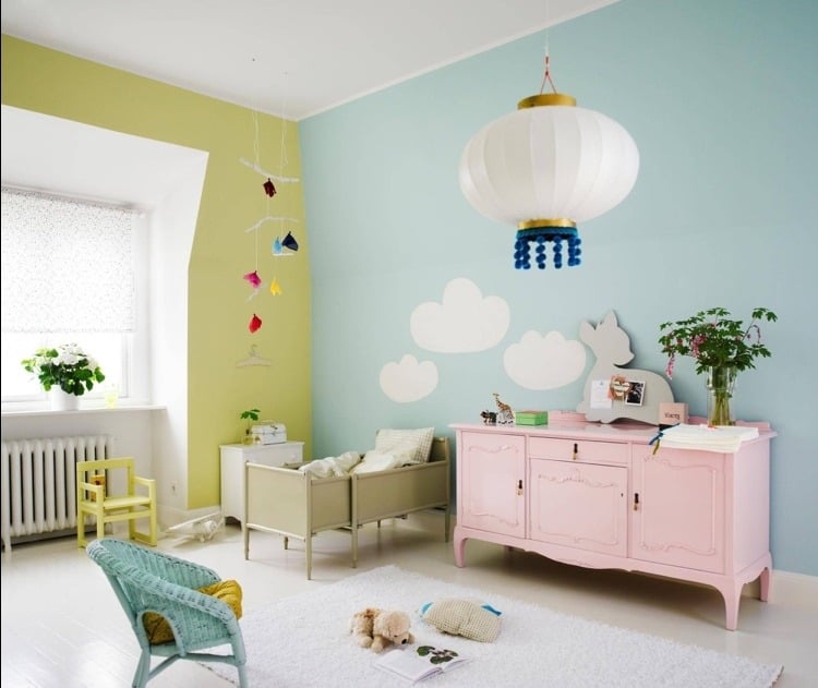 Kinderzimmer grün blau und rosa gestalten für Mädchen Ideen für Wandfarbe und Einrichtung