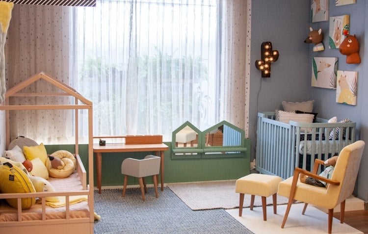 Kinderzimmer grün gelb und grau gestalten Ideen