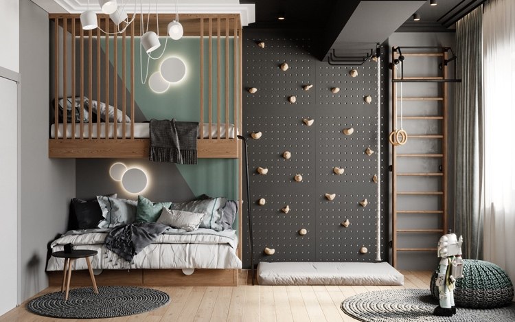 Kinderzimmer grün und grau streichen Ideen für Akzentwand im Jugendzimmer