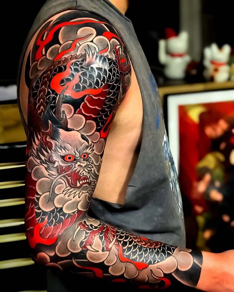 Realistic Style japanische Tattoos Trend Hanny Dämon Tattoomotiv Ideen Yakuza Tattoo