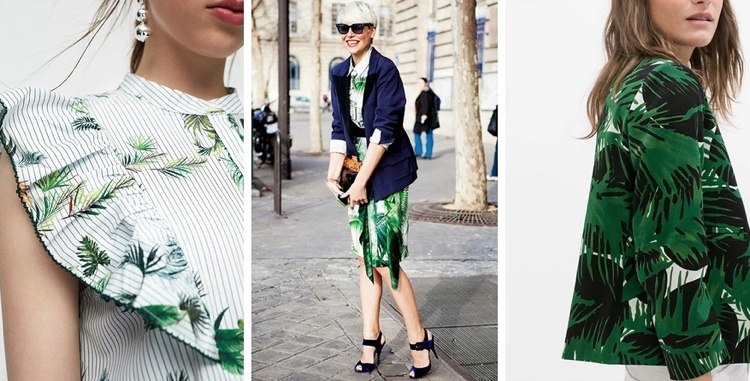 Summer outfit for the office with tropical leaves