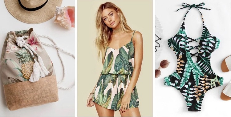 Summer vacation outfit for the beach with a tropical look