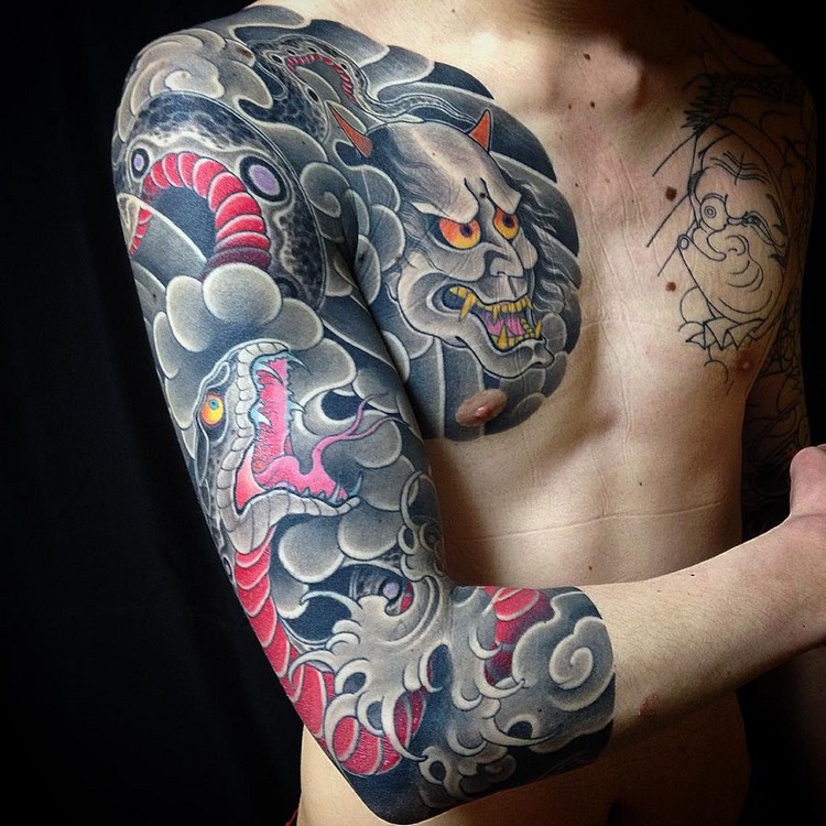 Yakuza Tattoo Arm Schlange Tattoodesign Bedeutung Tattooideen für Männer